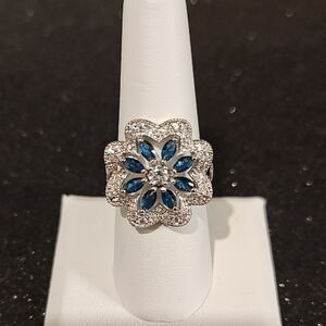 Sapphire & Diamond Fashion Cocktail Style Ring - Size 8